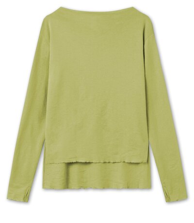 0  shirt merino with slits leek green