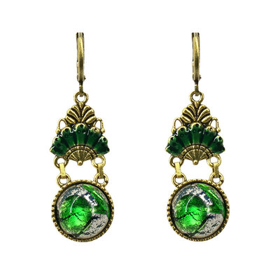 0 Alice green Vintage glass korvakorut