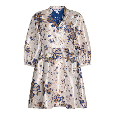 0 Aya Dress Blue Gold