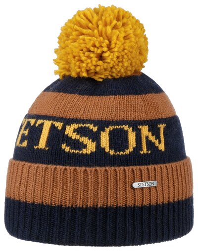0 Beanie pompom wool blend stetson caramel
