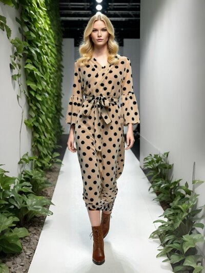 0 Beehive Jubilee Latte Big Polka Dot Mesh