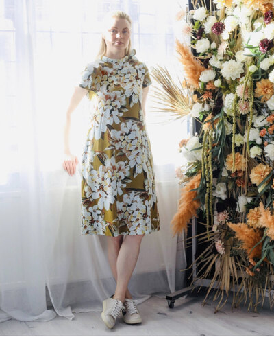 0 IRJA tee midi dress yellow cherry flower