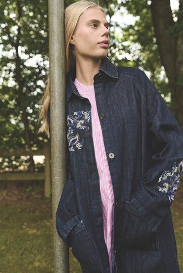 0 JEAN denim coat-takki