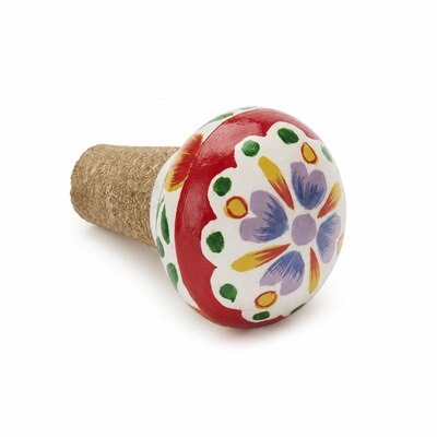 0 Käsinmaalattu pullonkorkki moniväri ornamentit #1