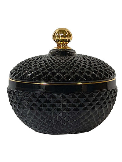 0 Lasirasia /Glass jar round  Black