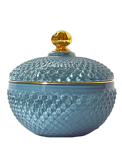 0 Lasirasia/Glass Jar Round Light Blue