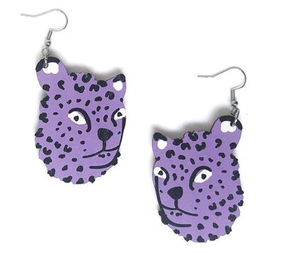 0 Leopard Lavender hook earrings