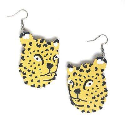 0 Leopard yellow hook earrings