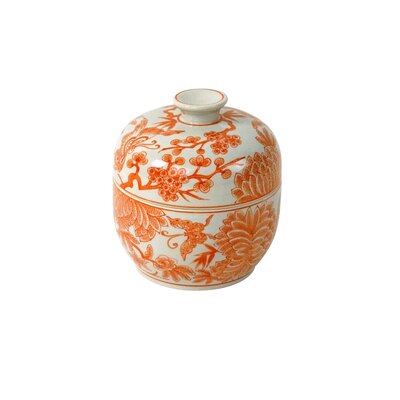 0 Lidded jar - kannellinen rasia papillon orange/ white