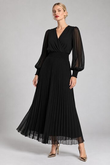 0 Luna dress puff sleeve black