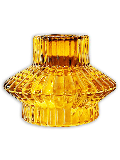 0 Spectacula Kynttilänjalka lasi/Candle holder glass banana yellow