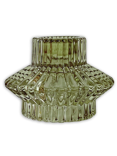 0 Spectacula kynttilänjalka lasi/ candle holder glass mosstone green