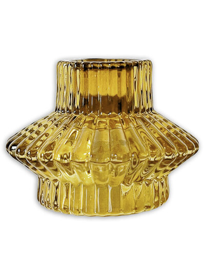 0 Spectacula kynttilänjalka lasi/candle holder glass misted yellow