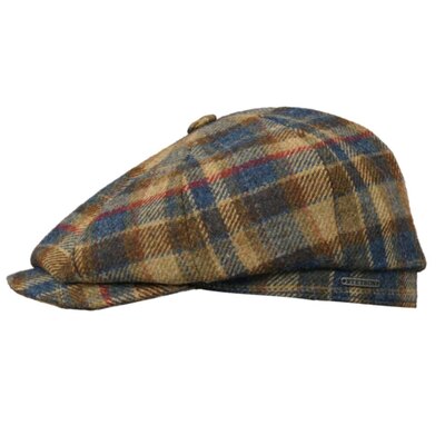 0 Stetson newsboy cap checked virgin wool