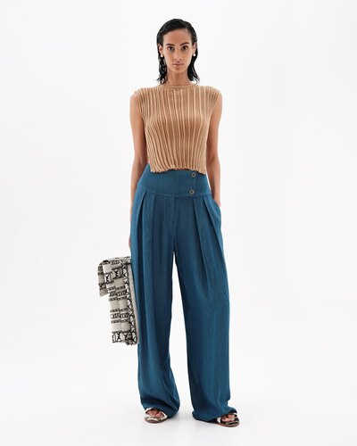 0 Travelling denim wide pants