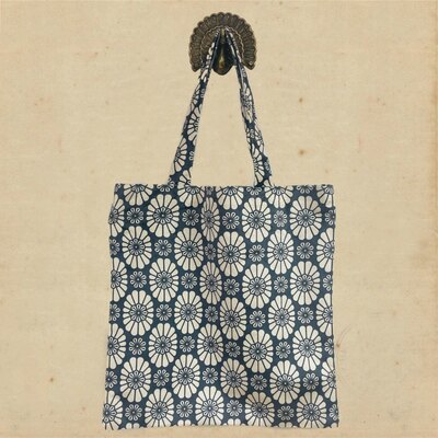 0 Velvet Tote Bag blue retro