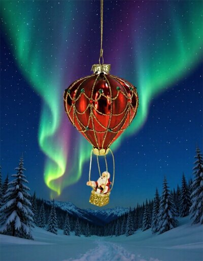 0 joulupukki kuumailmapallossa -koriste