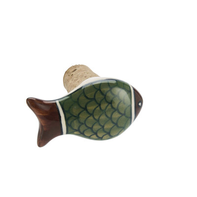 0 käsinmaalattu pullonkorkki kala - handpainted Bottle shopper fish