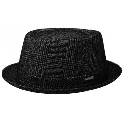 0 pork pie hat wool mix grey check 