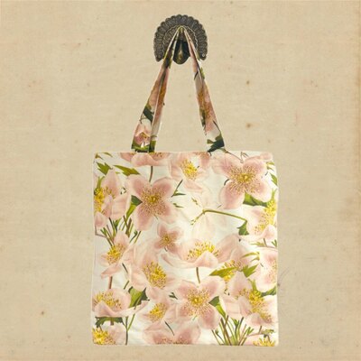 0 velvet tote bag pink flower