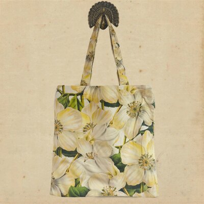 0 velvet tote bag yellow flower