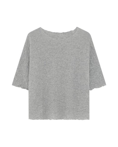 0 wide boat neck shirt merino bubble wool-100% merinovilla drawn Grey Melange