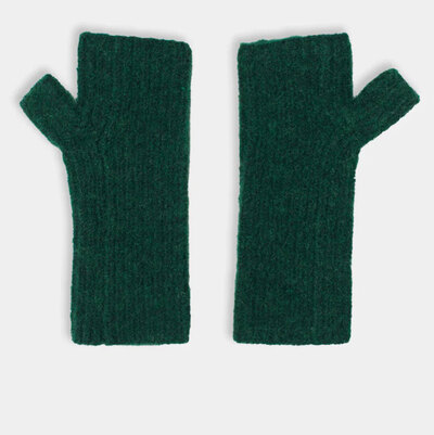 Ale0 Fluffy half mittens green