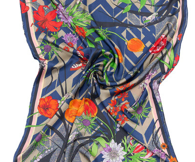 Ale0 Living garden zigzag silk scarf