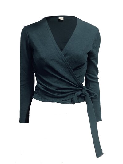 Tarjous 21.-22.4.25 0 Wrap Cardigan Bottle Green-100% merinovilla
