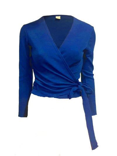 Tarjous 21.-22.4.25 0 Wrap cardigan cobalt blue - 100 % merinovilla