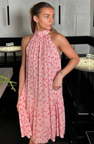 0  London Short Dress Cheryl Pink Print
