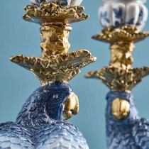 0 2 kpl papukaijakynttilänjalkoja, sinivalkokulta