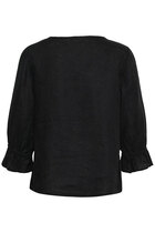 0 Bellis Frill Linen - pellavapusero musta