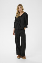 0 Bellis Frill Linen - pellavapusero musta