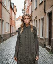 0 Isla Shirt Dress dark green