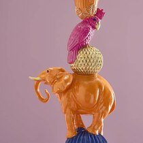 0 Kynttilänjalka Elefantti & Kakadu, käsinmaalattu