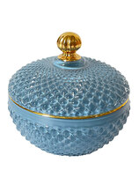 0 Lasirasia/Glass Jar Round Light Blue