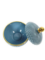 0 Lasirasia/Glass Jar Round Light Blue