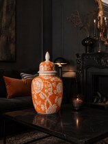 0 Lidded vase Jardin - Kannellinen maljakko orange/white