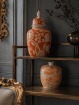 0 Lidded vase Jardin - Kannellinen maljakko orange/white