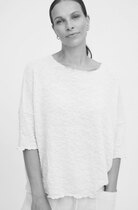 0 wide boat neck shirt merino bubble wool-100% merinovilla blue mist